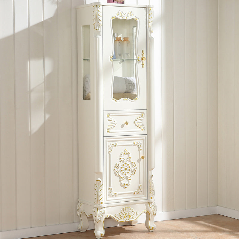 Modern Standard Accent Cabinet White Solid Wood Cabinet with Doors