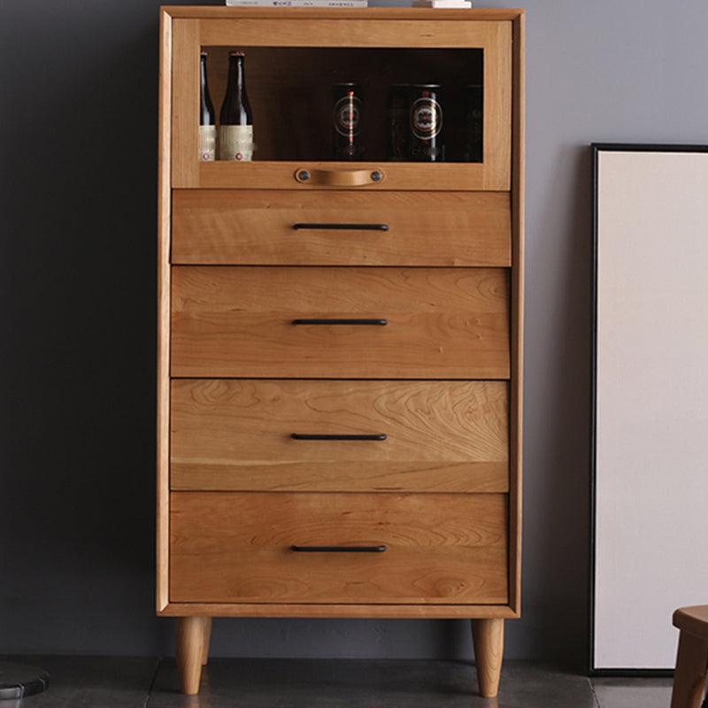 Contemporary Natural Cabinet Solid Wood 4 - Drawer Accent Cabinet