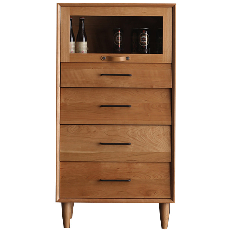 Contemporary Natural Cabinet Solid Wood 4 - Drawer Accent Cabinet
