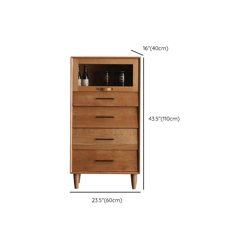 Contemporary Natural Cabinet Solid Wood 4 - Drawer Accent Cabinet