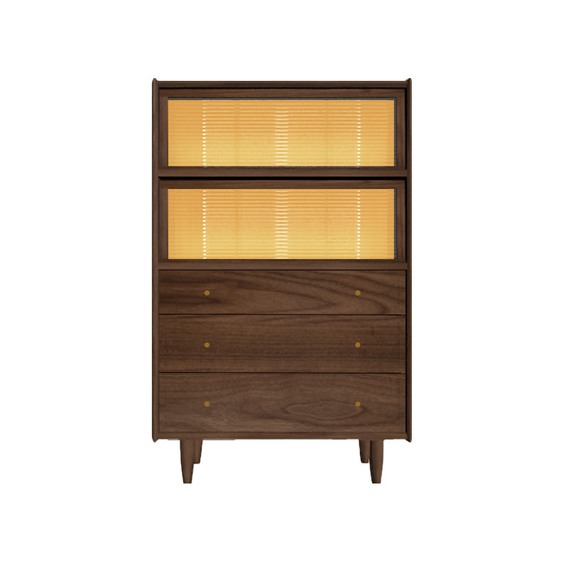 Modern Side Cabinet Solid Wood 49.6" Tall Side Cabinet with Glass Top