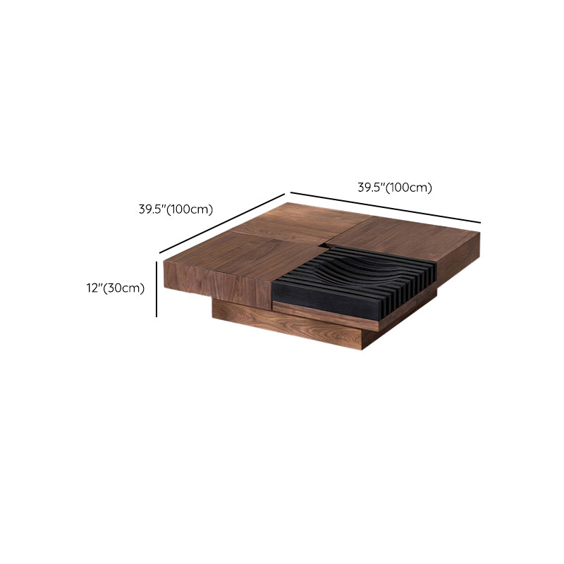 11"H Contemporary Cocktail Table Wooden Square Storage Coffee Table