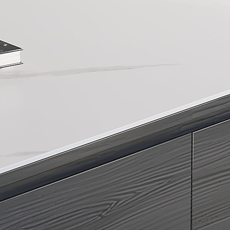 15"H Contemporary Cocktail Table Stone Rectangle Coffee Table