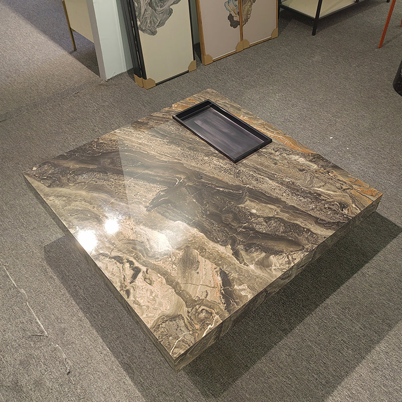 11"H Contemporary Cocktail Table Stone Square Coffee Cocktail Table