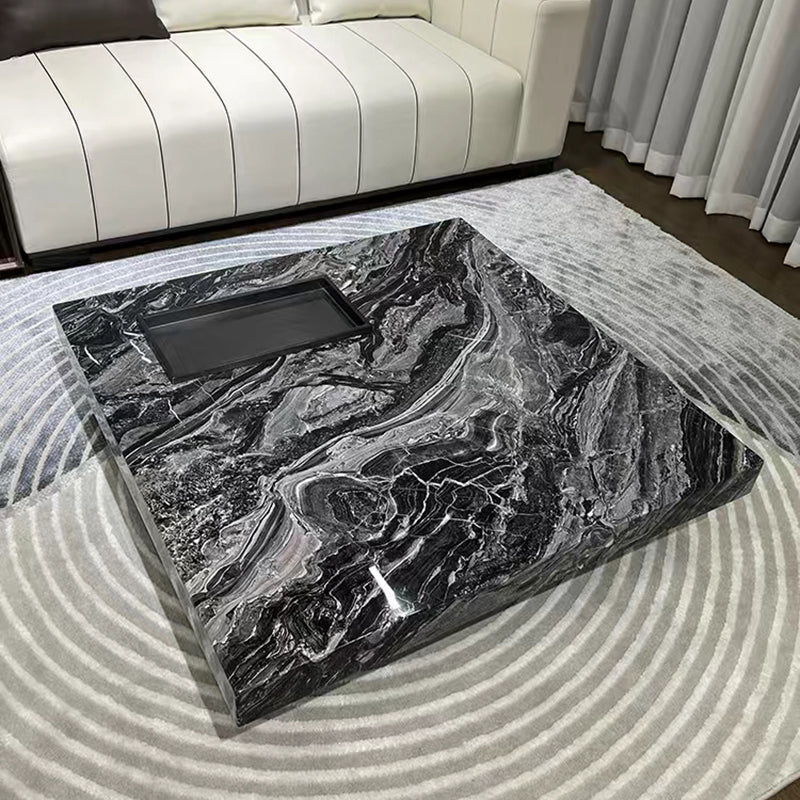 11"H Contemporary Cocktail Table Stone Square Coffee Cocktail Table