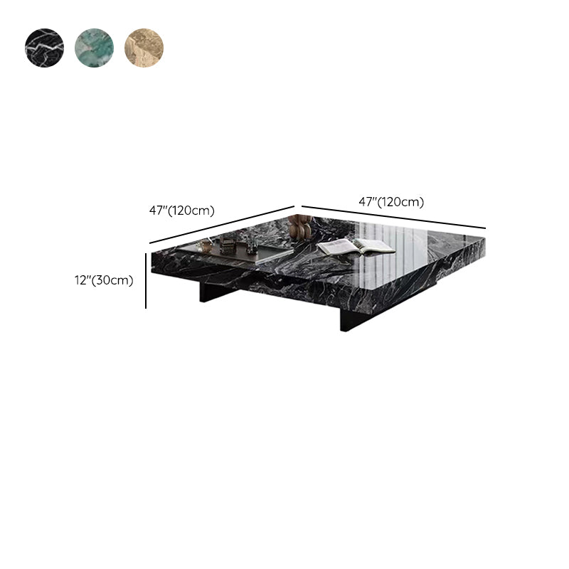 11"H Contemporary Cocktail Table Stone Square Coffee Cocktail Table