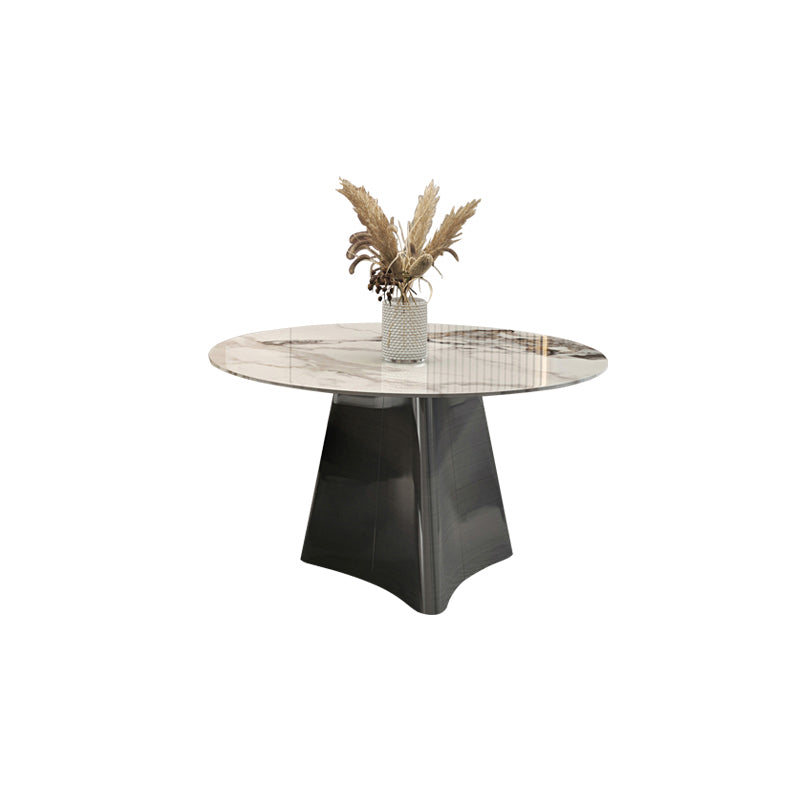 Round Slate Coffee Cocktail Table Pedestal Coffee or End Table with Storage