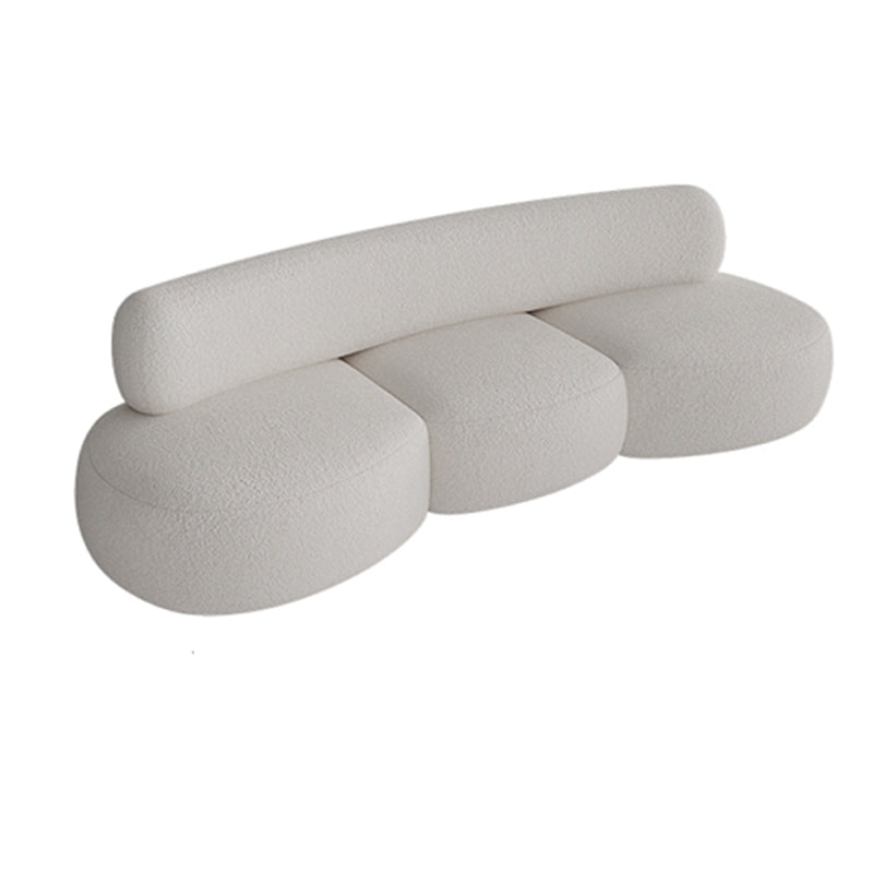 Contemporary Style Wool Sofa in White Curved Upholstered Sofa