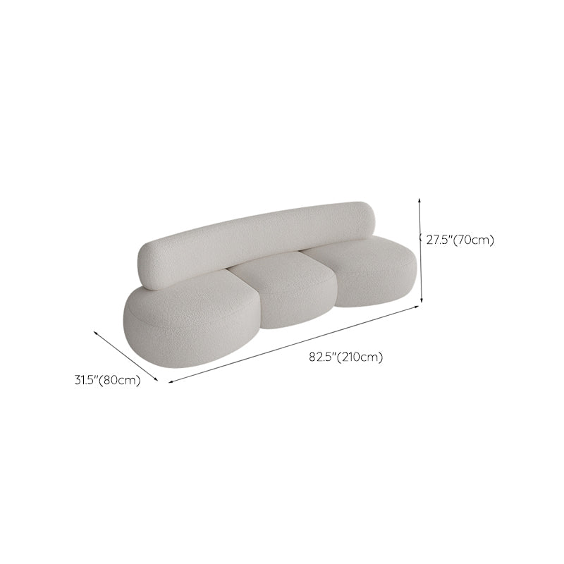 Contemporary Style Wool Sofa in White Curved Upholstered Sofa