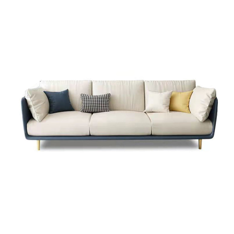 Scandinavian Faux Leather Sofa 28.74" Wide Wood Frame Square Arm Sofa