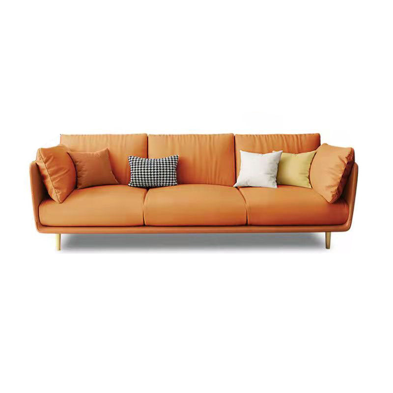 Scandinavian Faux Leather Sofa 28.74" Wide Wood Frame Square Arm Sofa