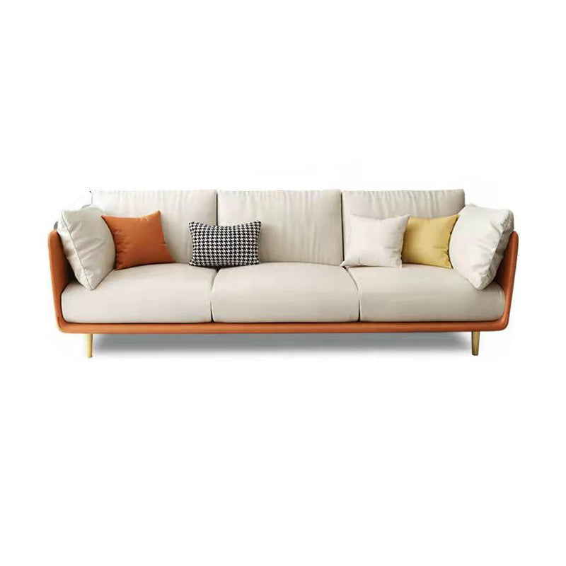Scandinavian Faux Leather Sofa 28.74" Wide Wood Frame Square Arm Sofa