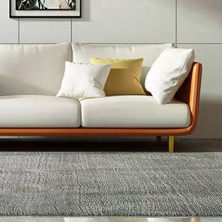 Scandinavian Faux Leather Sofa 28.74" Wide Wood Frame Square Arm Sofa