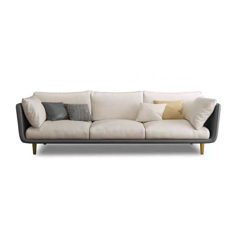 Scandinavian Faux Leather Sofa 28.74" Wide Wood Frame Square Arm Sofa