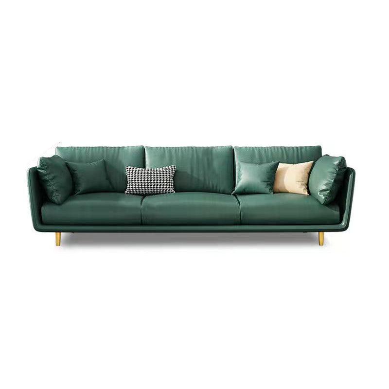 Scandinavian Faux Leather Sofa 28.74" Wide Wood Frame Square Arm Sofa
