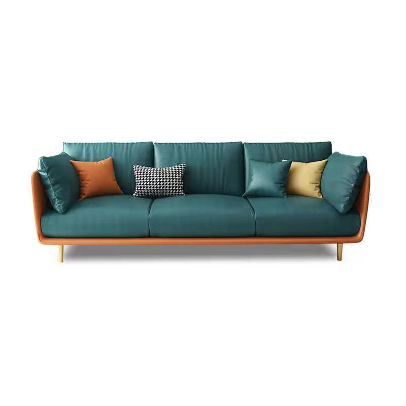 Scandinavian Faux Leather Sofa 28.74" Wide Wood Frame Square Arm Sofa