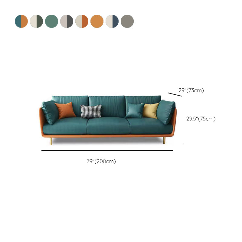 Scandinavian Faux Leather Sofa 28.74" Wide Wood Frame Square Arm Sofa