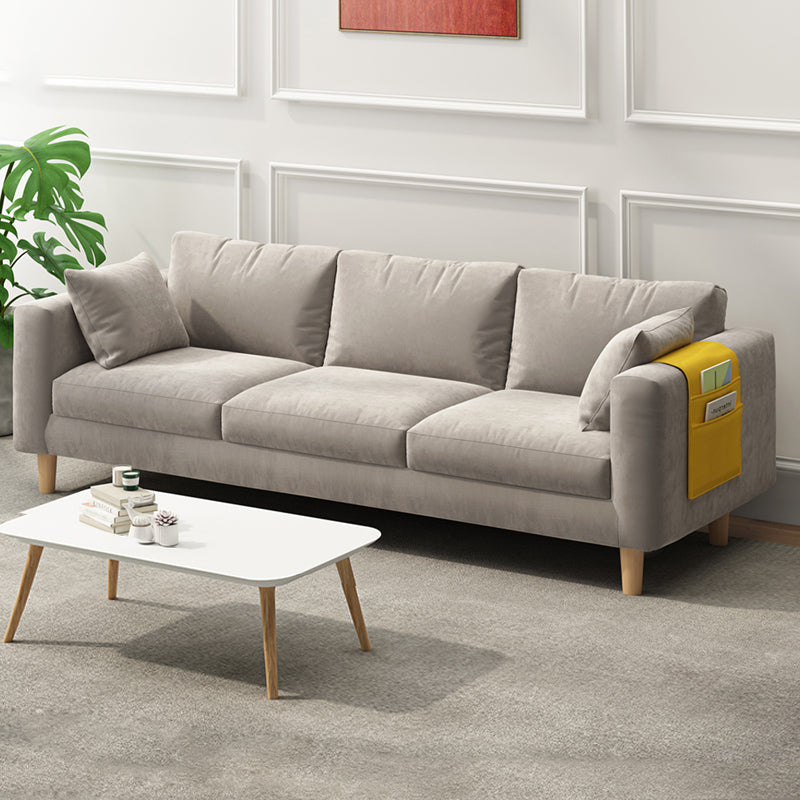 26.37" Wide Square Arm Sofa 3 Seater Solid Color Sofa with Storage