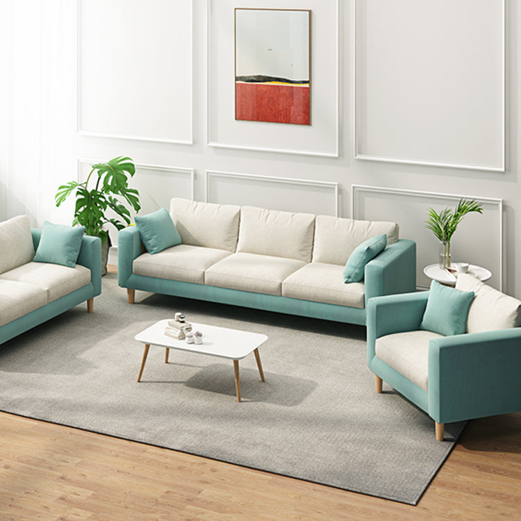 26.37" Wide Square Arm Sofa 3 Seater Solid Color Sofa with Storage