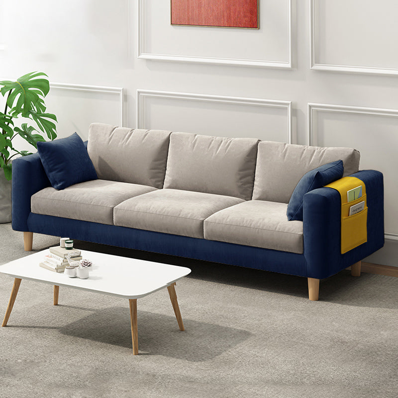 26.37" Wide Square Arm Sofa 3 Seater Solid Color Sofa with Storage