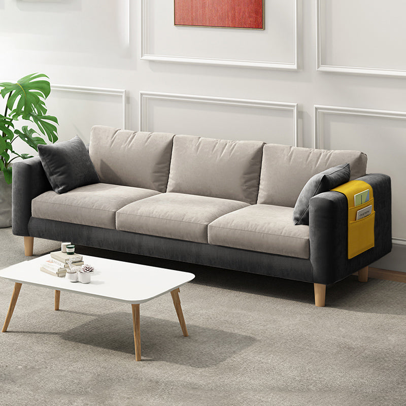26.37" Wide Square Arm Sofa 3 Seater Solid Color Sofa with Storage