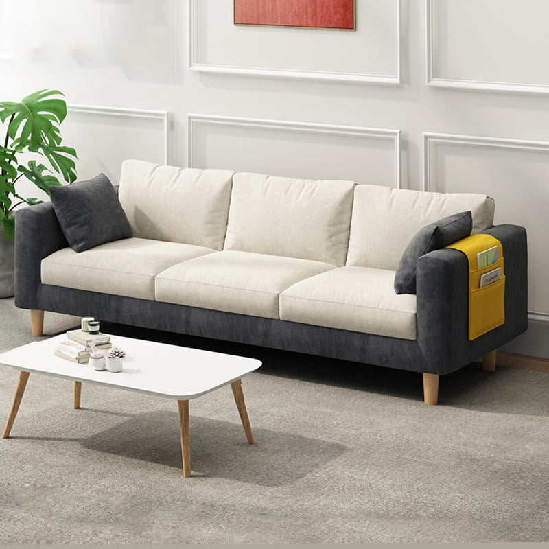 26.37" Wide Square Arm Sofa 3 Seater Solid Color Sofa with Storage