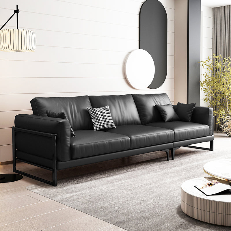 4 Seater Leather Sofa 36.22" Wide Square Arm Sofa for Living Room