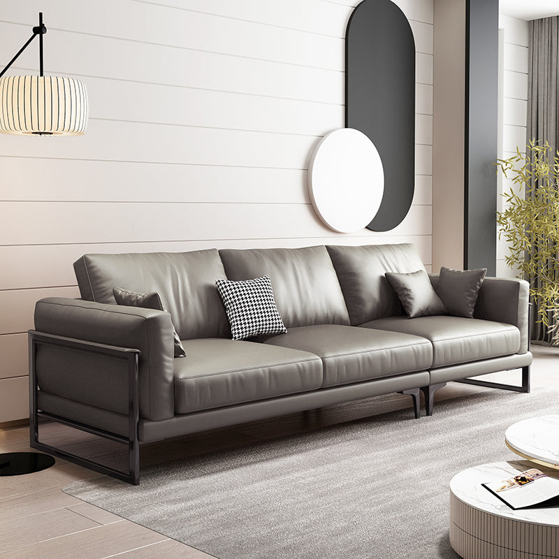 4 Seater Leather Sofa 36.22" Wide Square Arm Sofa for Living Room