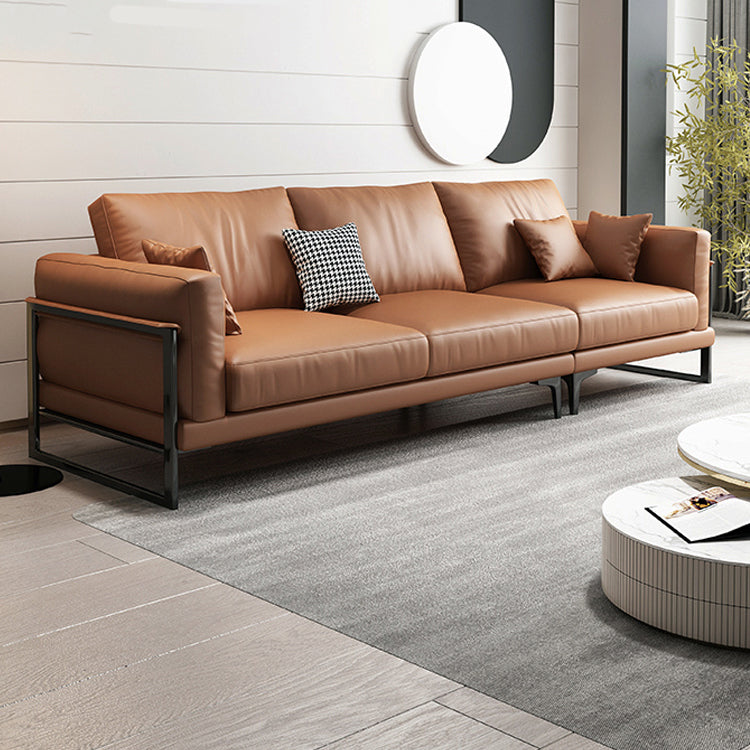 4 Seater Leather Sofa 36.22" Wide Square Arm Sofa for Living Room