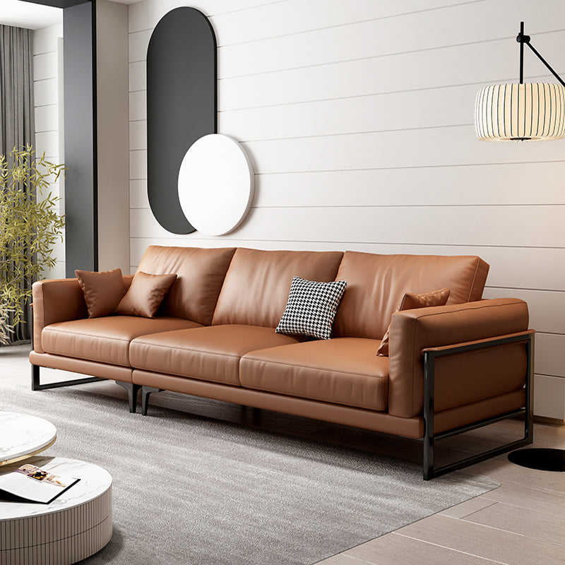 4 Seater Leather Sofa 36.22" Wide Square Arm Sofa for Living Room