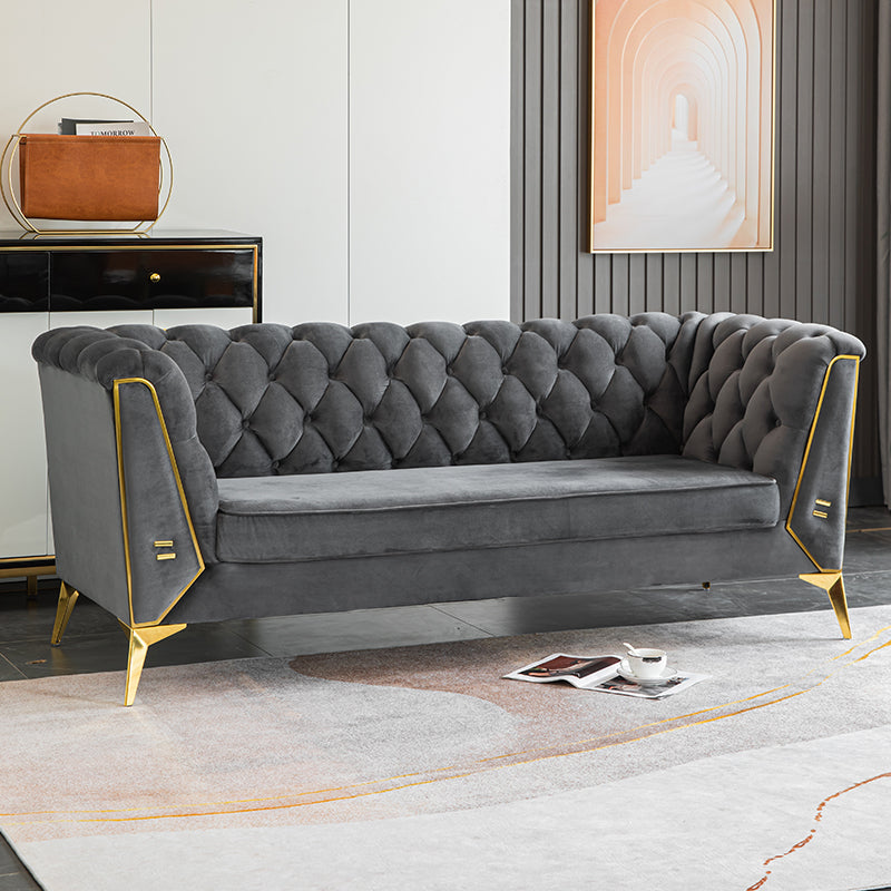 Scandinavian Solid Color Sofa 28.74" Wide Wood Frame Tuxedo Arm Sofa