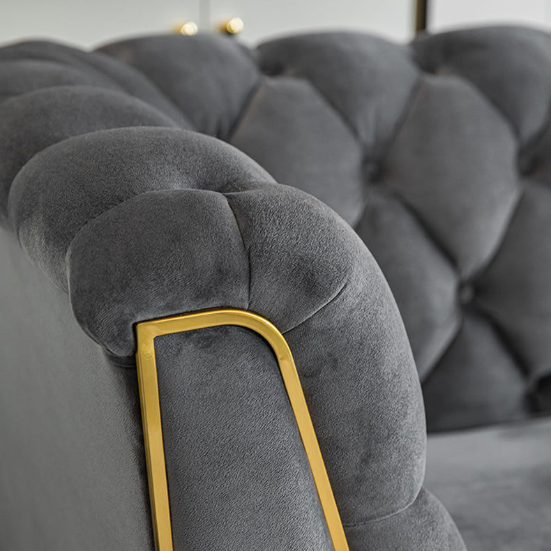 Scandinavian Solid Color Sofa 28.74" Wide Wood Frame Tuxedo Arm Sofa