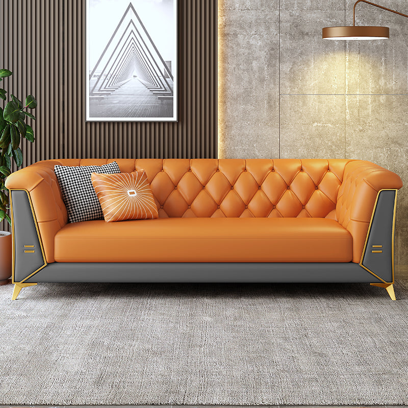 Scandinavian Solid Color Sofa 28.74" Wide Wood Frame Tuxedo Arm Sofa