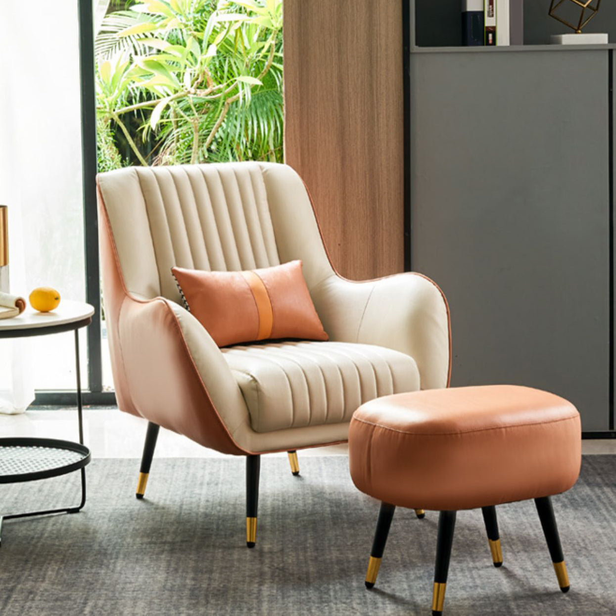 Leather Lounge Chair Arms Included Lounge Accent Chair for Living Room