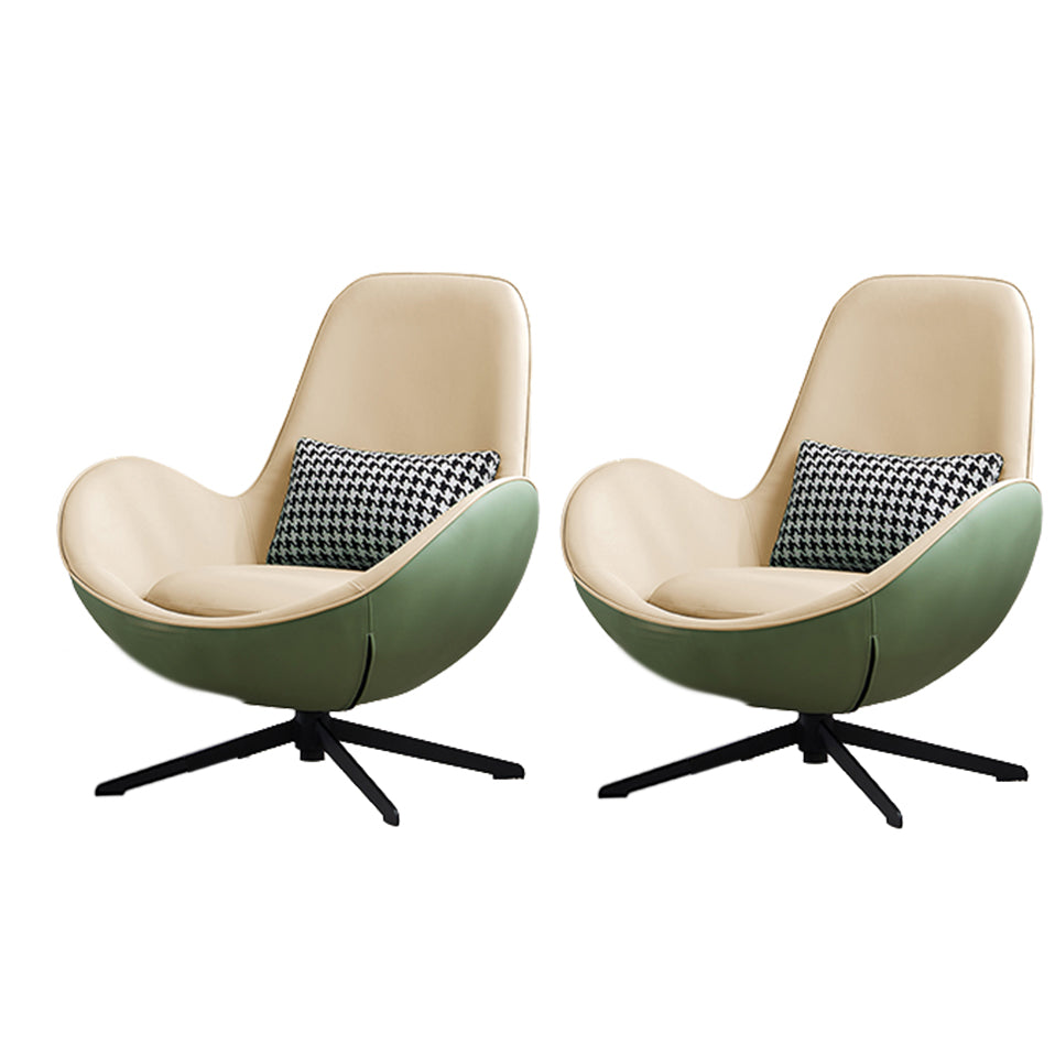 Fixed Back Lounge Chair Water Resistant Ottoman Set with Metal Legs
