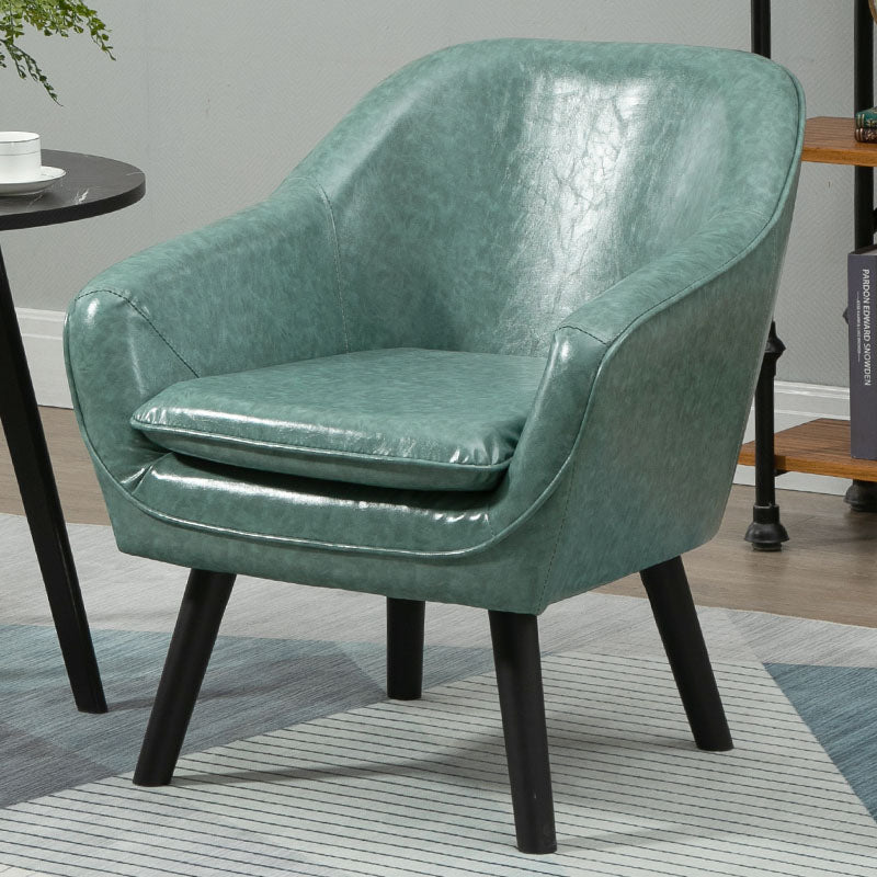 Fixed Back Lounge Chair Leather Side Chair with Solid Wood Legs