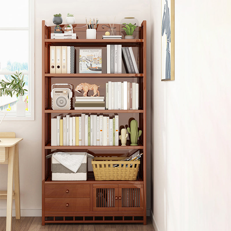 Mid-Century Modern Brown Accent Chest Wood Rectangle Accent Chest with Shelves