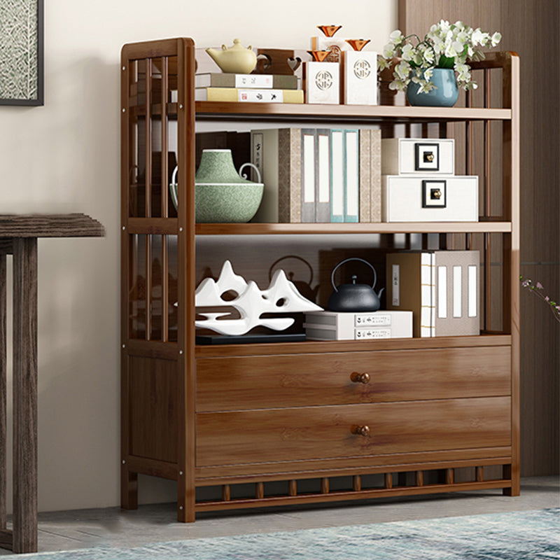 Mid-Century Modern Brown Accent Chest Wood Rectangle Accent Chest with Shelves