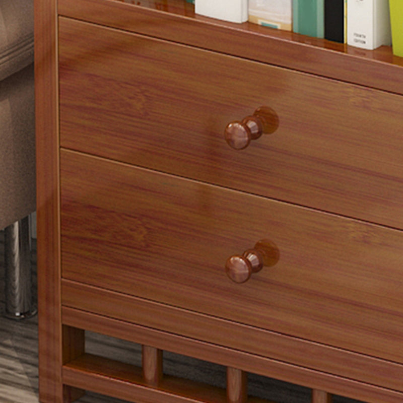 Mid-Century Modern Brown Accent Chest Wood Rectangle Accent Chest with Shelves