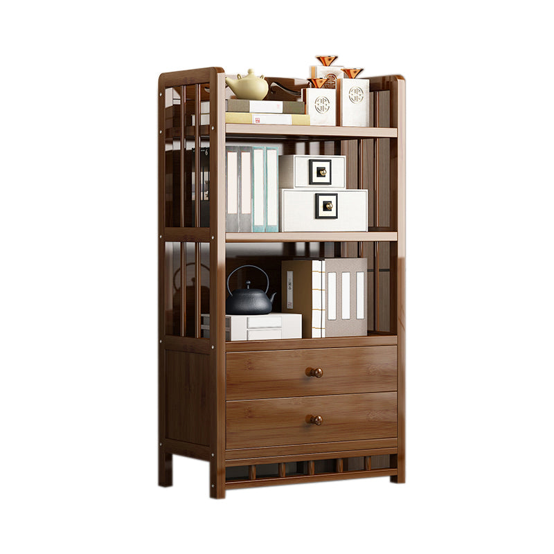 Mid-Century Modern Brown Accent Chest Wood Rectangle Accent Chest with Shelves
