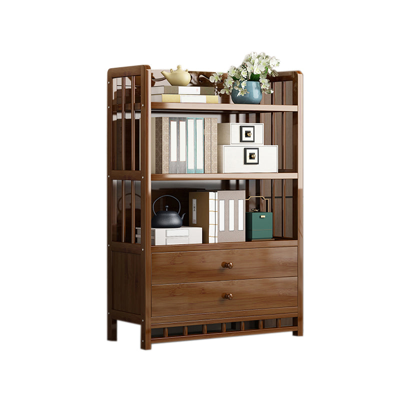 Mid-Century Modern Brown Accent Chest Wood Rectangle Accent Chest with Shelves