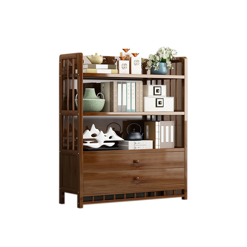 Mid-Century Modern Brown Accent Chest Wood Rectangle Accent Chest with Shelves