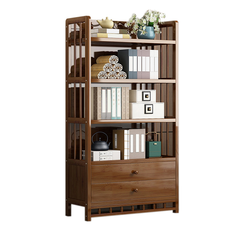 Mid-Century Modern Brown Accent Chest Wood Rectangle Accent Chest with Shelves