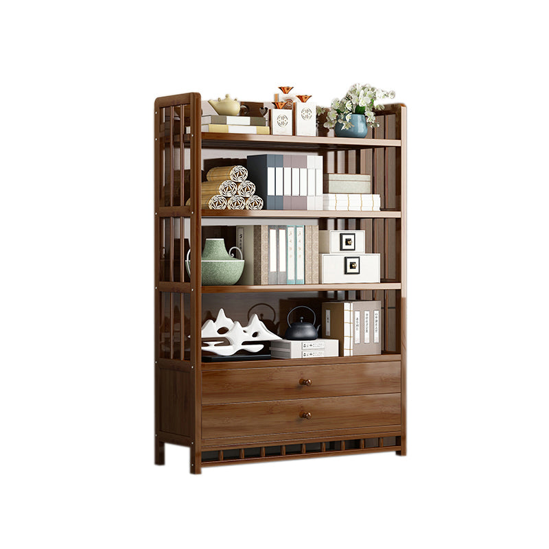 Mid-Century Modern Brown Accent Chest Wood Rectangle Accent Chest with Shelves