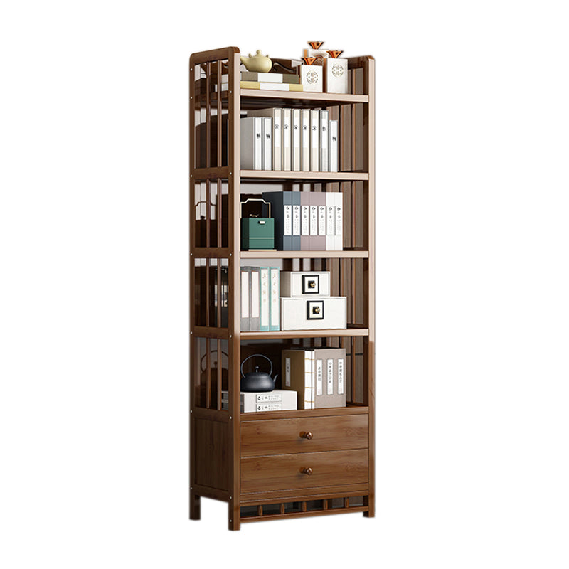Mid-Century Modern Brown Accent Chest Wood Rectangle Accent Chest with Shelves