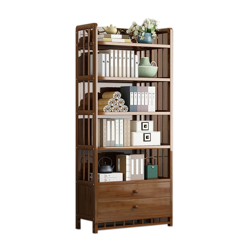 Mid-Century Modern Brown Accent Chest Wood Rectangle Accent Chest with Shelves