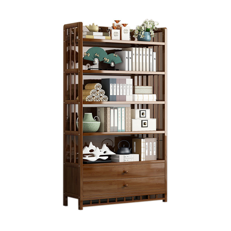 Mid-Century Modern Brown Accent Chest Wood Rectangle Accent Chest with Shelves