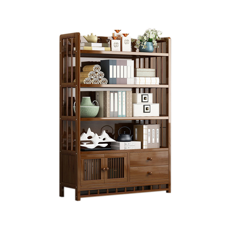 Mid-Century Modern Brown Accent Chest Wood Rectangle Accent Chest with Shelves