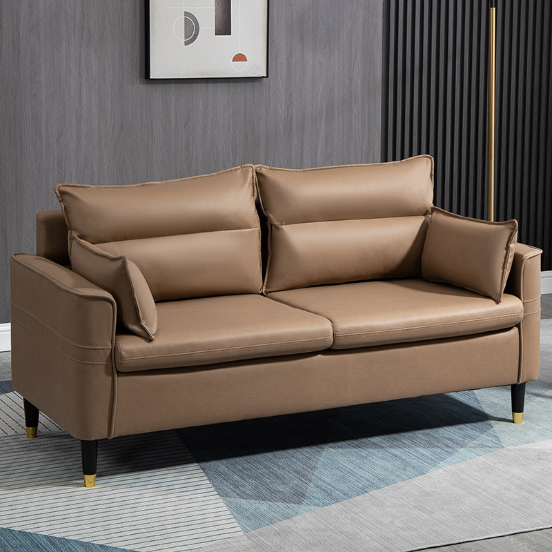 Square Arm Sofa Pillows Back Stationary Seating for Living Room