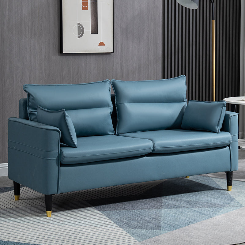 Square Arm Sofa Pillows Back Stationary Seating for Living Room